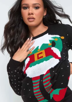 Black Elf Knitted Christmas Jumper