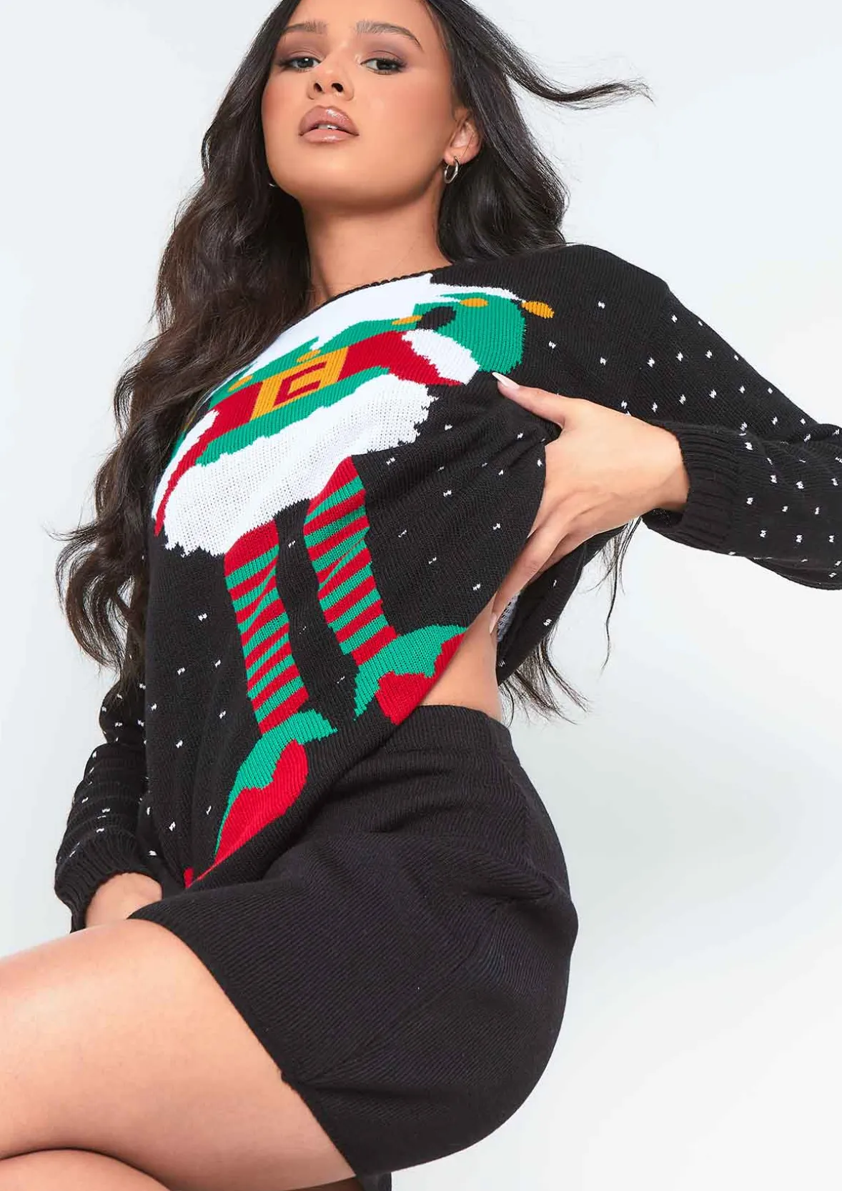 Black Elf Knitted Christmas Jumper