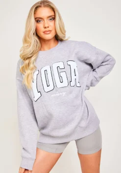 Bonnie Light Grey Marl Borg Oversized Yoga Sweatshirt