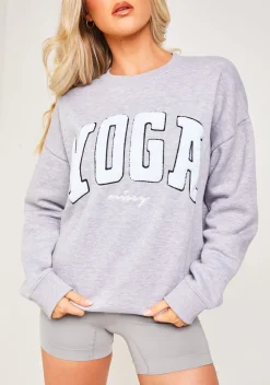 Bonnie Light Grey Marl Borg Oversized Yoga Sweatshirt