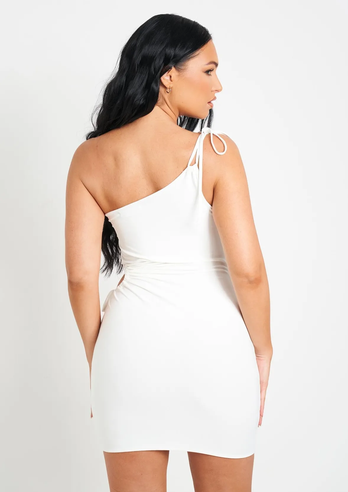 Brielle White Cut Out Tie Detail Mini Dress