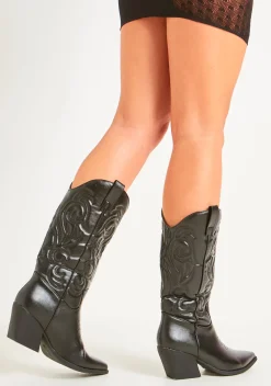 Carmella Black Cowboy Boots