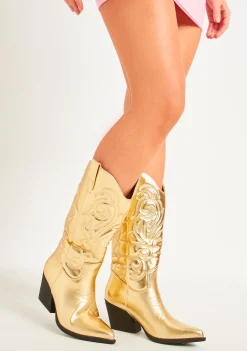 Carmella Gold Cowboy Boots