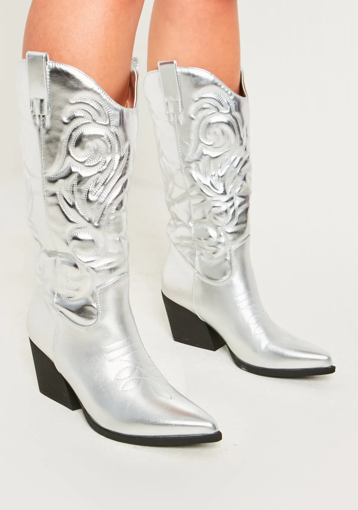 Carmella Silver Cowboy Boots