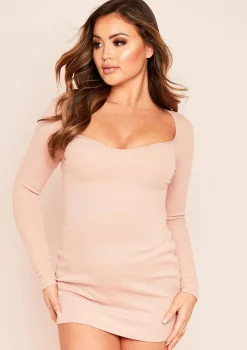 Carmen Rose Cup Detail Rib Mini Dress