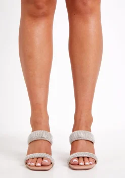 Carmen Silver Diamante Double Strap Perspex Heeled Mules