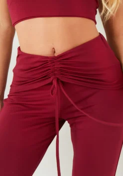 Carmen Wine Ruched Front Fold Over Trouser