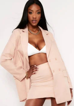 Casey Nude Double Breasted Oversized Blazer