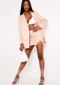 Casey Nude Double Breasted Oversized Blazer
