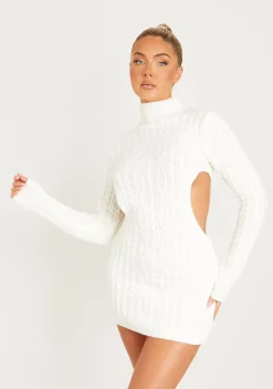 Cecilia Cream Cut Out Knitted Dress