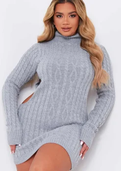 Cecilia Grey Cut Out Knitted Dress
