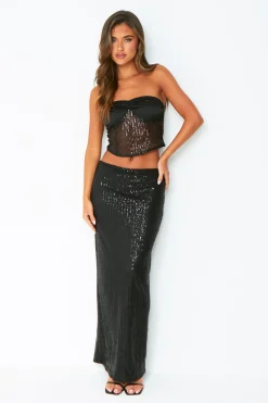 Charlee Black Sequin Maxi Skirt