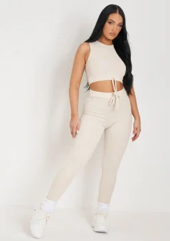 Charli Cream Ribbed Leggings