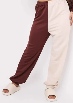 Cheryl Chocolate Beige Two Colour Splice Jogger