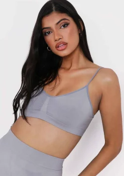 Ciara Grey Seamless Strappy Bralet Crop Top