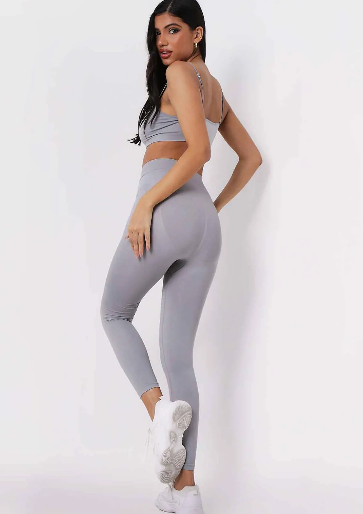 Ciara Grey Seamless Strappy Bralet Crop Top