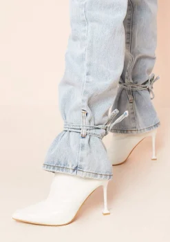 Cici Denim Light Wash Tie Hem Straight Leg Jeans