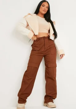 Cindy Cream Cropped Zipped Borg Coat