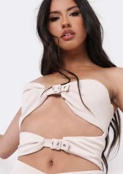 Claudine Cream Double Buckle Mini Dress