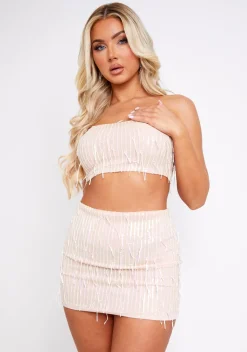 Cleo Gold Tassel Sequin Mini Skirt