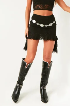 Clio Black Lace Frill Mini Skirt