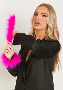 Connie Pink Feather Snap Cuffs Set Of 2