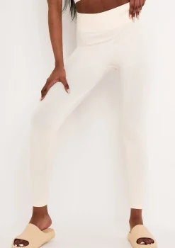 Cyndi Cream Seamless Ribbed High Waisted Leggings