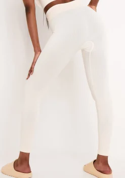 Cyndi Cream Seamless Ribbed High Waisted Leggings