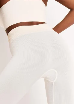 Cyndi Cream Seamless Ribbed High Waisted Leggings