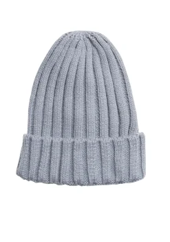 Danni Grey Plain Ribbed Beanie