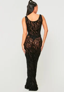 Davina Black Devore Maxi Dress