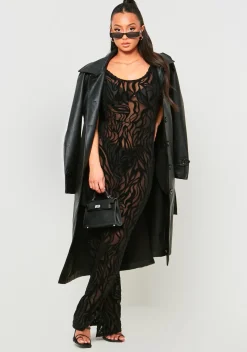 Davina Black Devore Maxi Dress