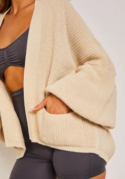 Devyn Beige Balloon Sleeve Cardigan