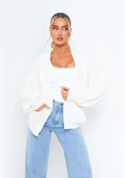 Devyn Cream Balloon Sleeve Cardigan