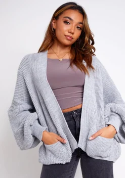 Devyn Grey Balloon Sleeve Cardigan