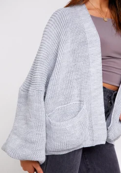 Devyn Grey Balloon Sleeve Cardigan