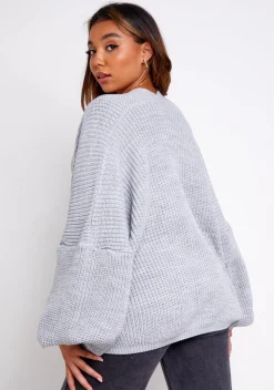 Devyn Grey Balloon Sleeve Cardigan