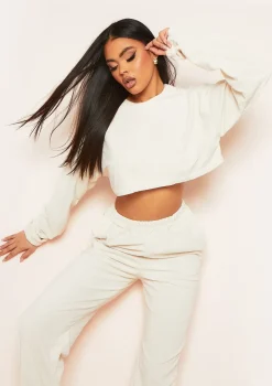 Ebba Cream Cropped Velour Sweater