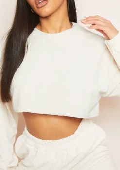 Ebba Cream Cropped Velour Sweater