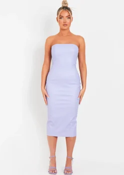 Elle Lilac PU Bandeau Midi Dress
