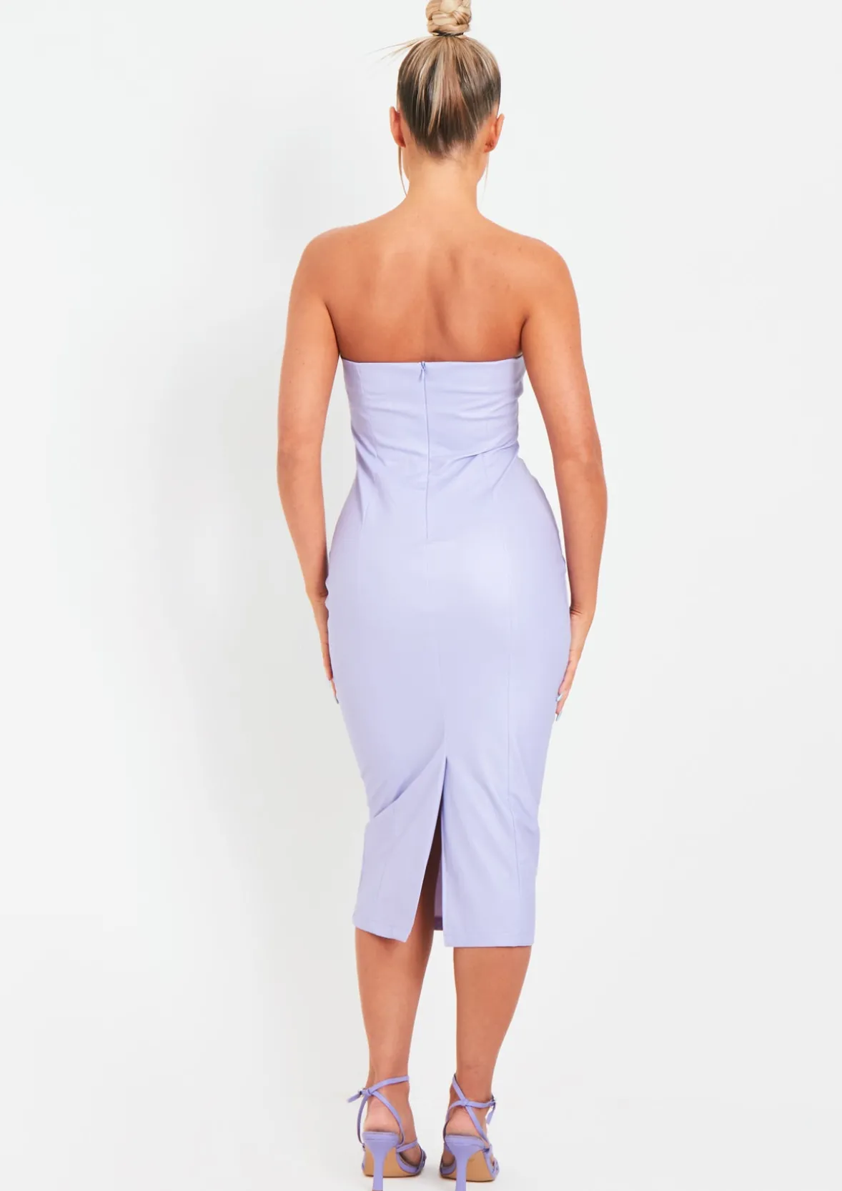 Elle Lilac PU Bandeau Midi Dress