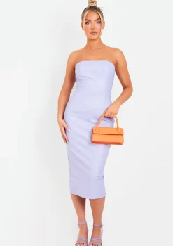 Elle Lilac PU Bandeau Midi Dress