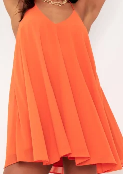 Elsie Orange Halterneck Trapeze Mini Dress