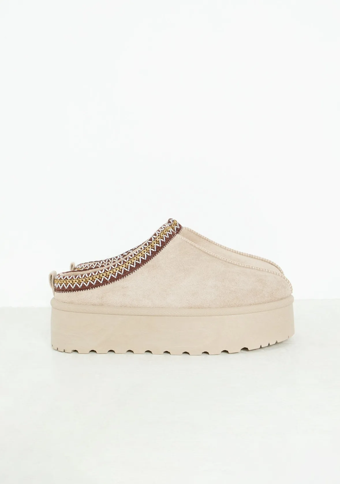 Emily Beige Platform Faux Fur Lined Slip On Boots