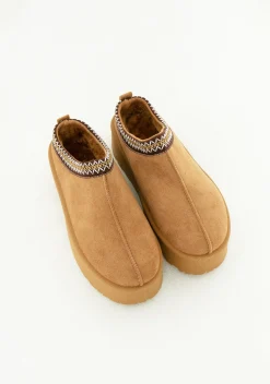 Emily Caramel Platform Faux Fur Lined Slip On Boots
