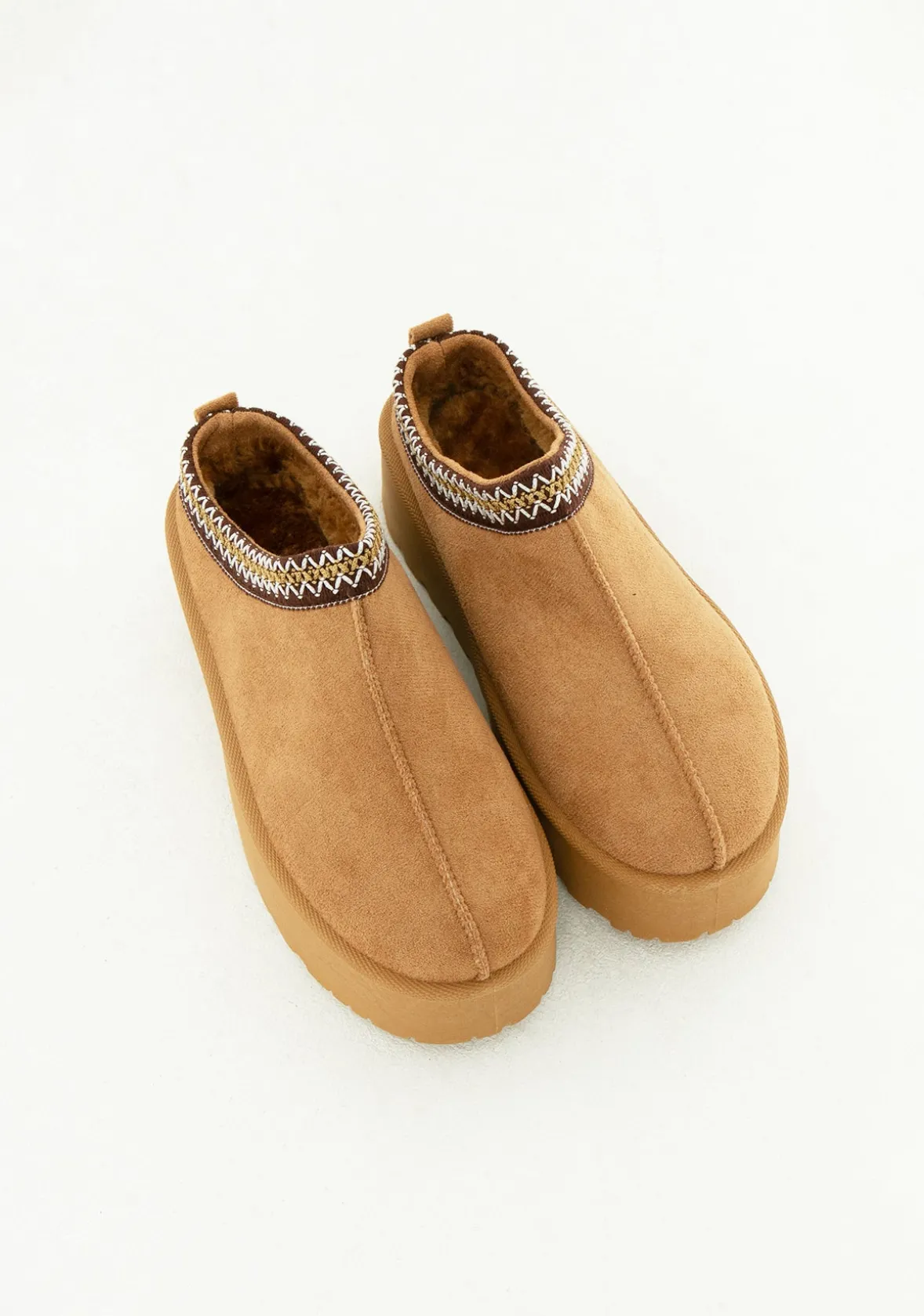 Emily Caramel Platform Faux Fur Lined Slip On Boots