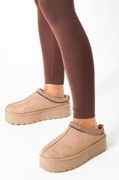 Emily Mocha Platform Faux Fur Lined Slip On Boots