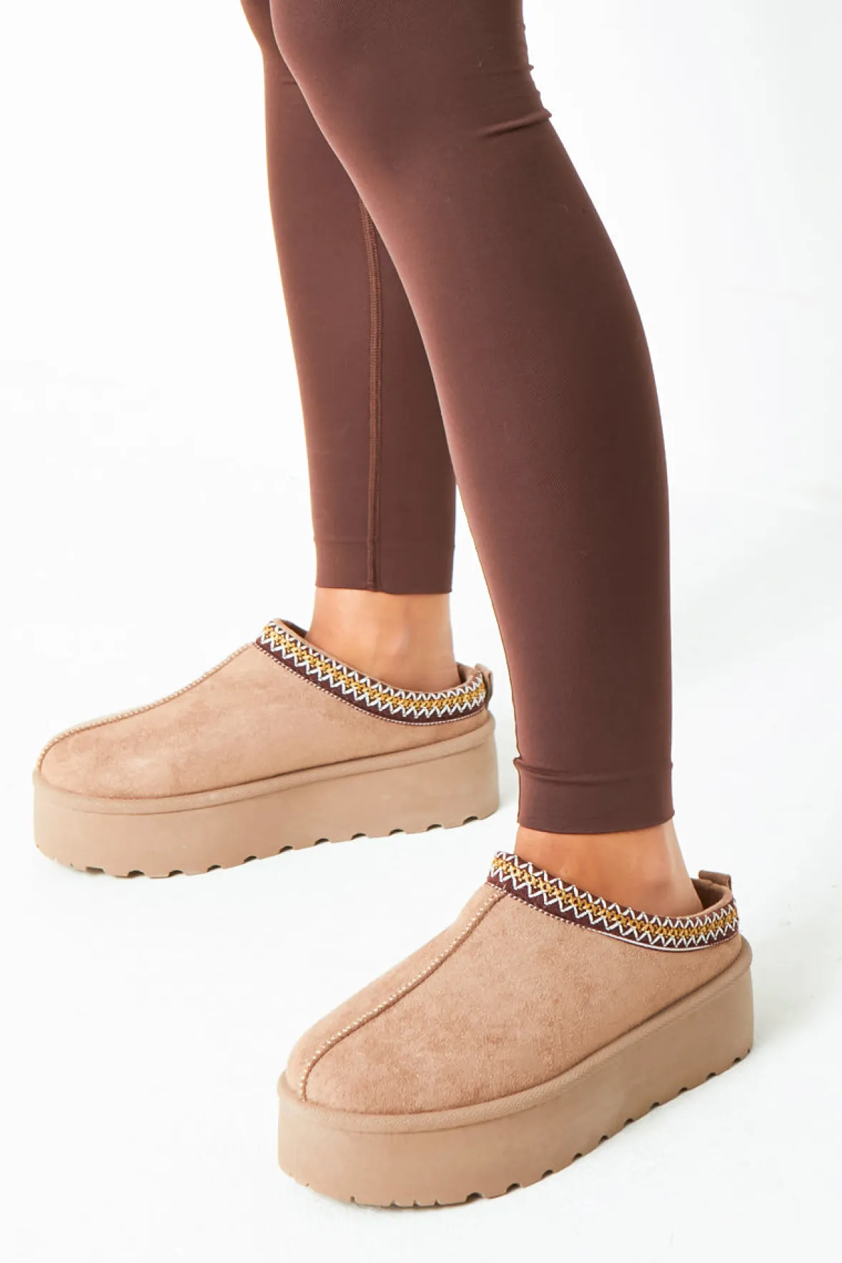 Emily Mocha Platform Faux Fur Lined Slip On Boots