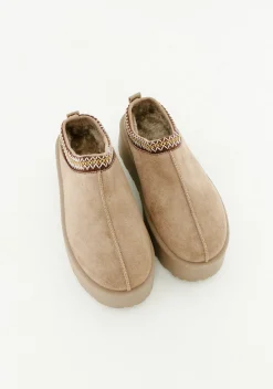 Emily Mocha Platform Faux Fur Lined Slip On Boots