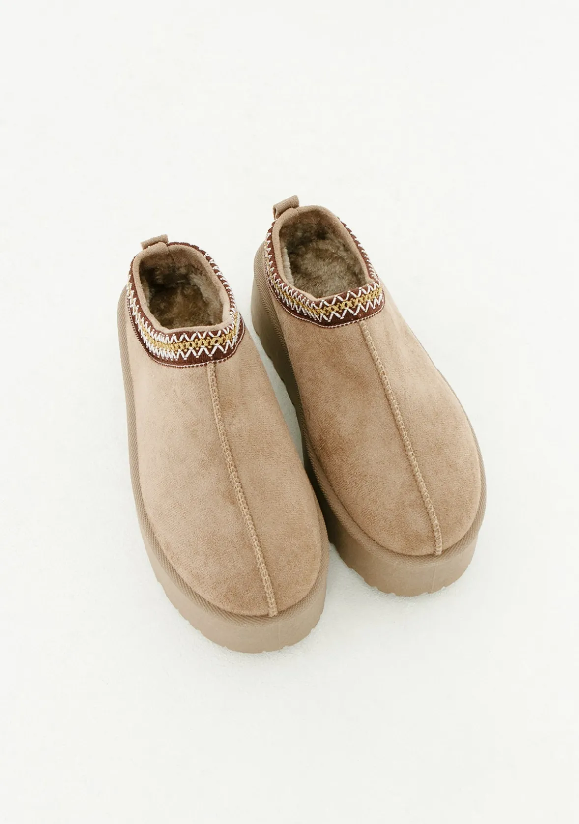 Emily Mocha Platform Faux Fur Lined Slip On Boots